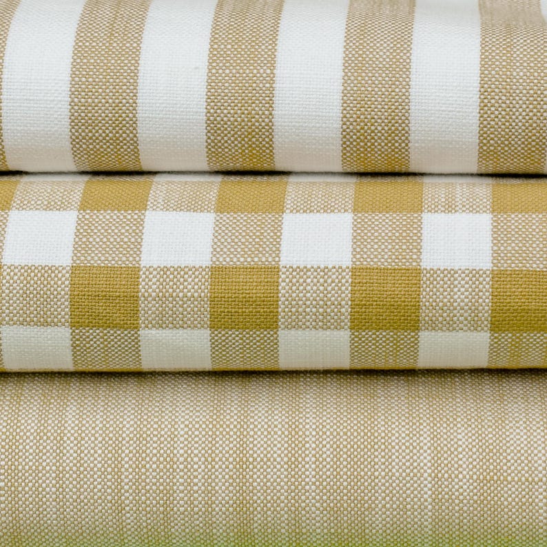 Mustard Yellow Gingham Checks Cotton Fabric by the Metre