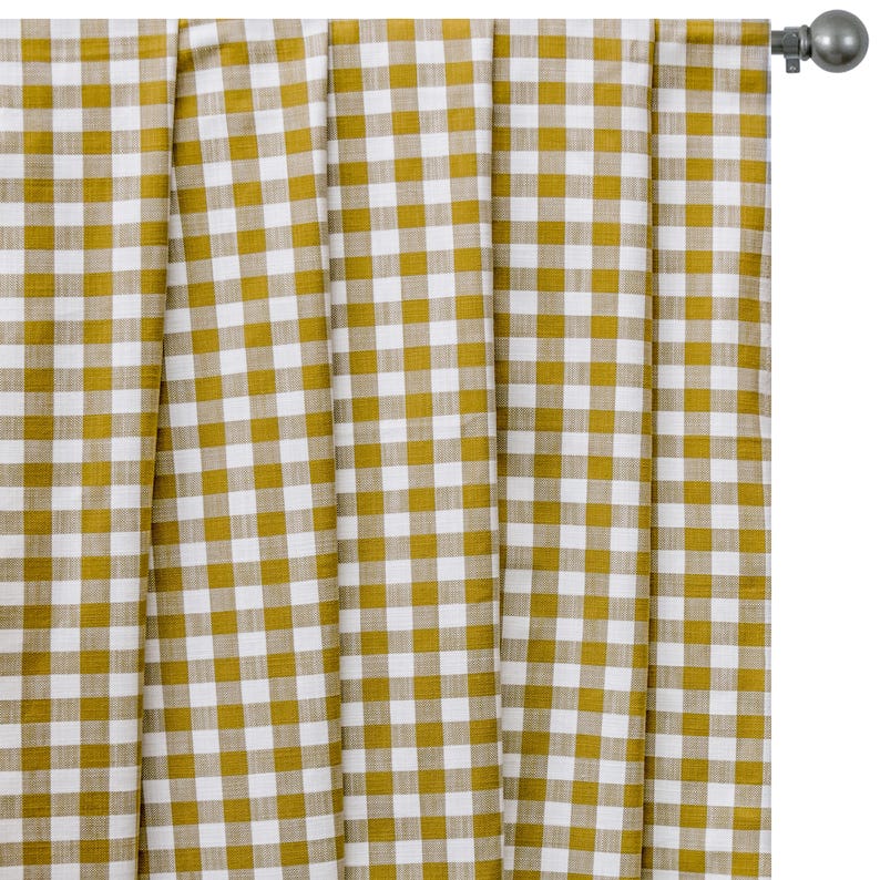 Mustard Yellow Gingham Checks Cotton Fabric by the Metre
