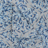 Shades of Blue Cotton Embroidery Fabric by the Metre, Blue Cotton Fabric
