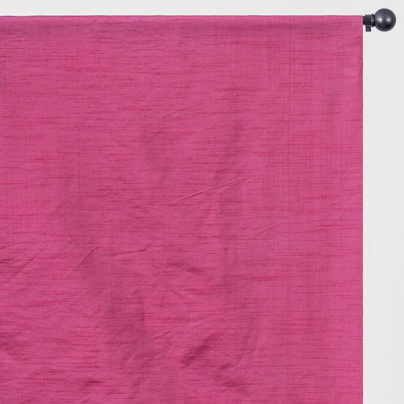 Light Fuchsia Pink Art Silk Curtain Panels