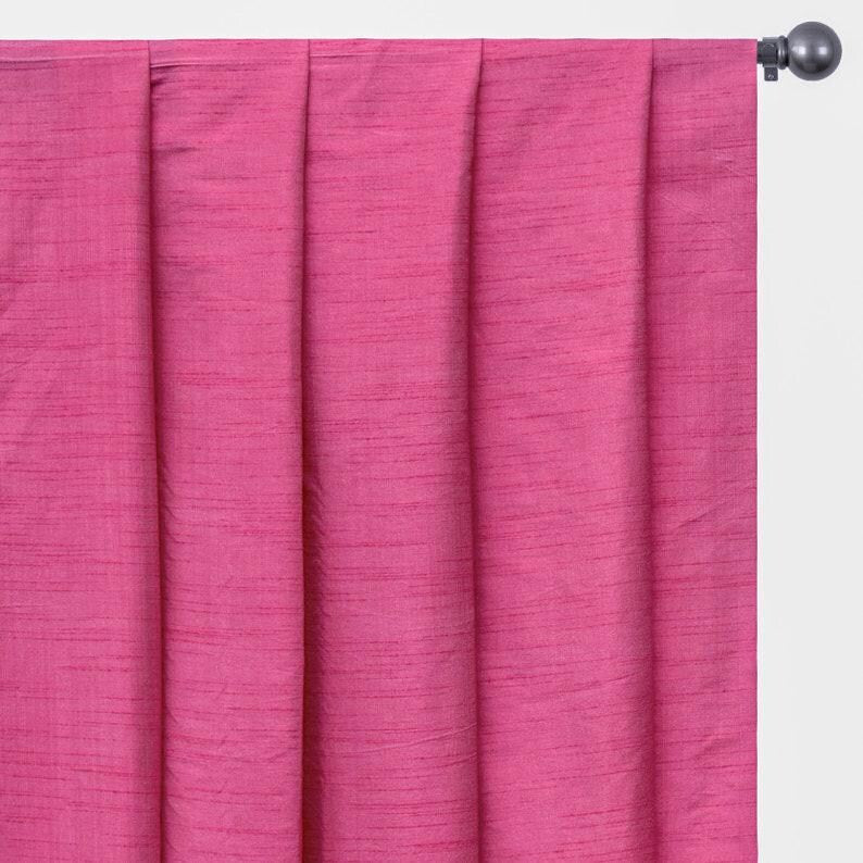 Light Fuchsia Pink Art Silk Curtain Panels