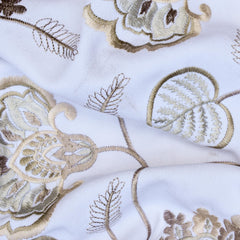 Pearl Beige Cotton Embroidery Fabric by the Metre, Beige Cotton Fabric