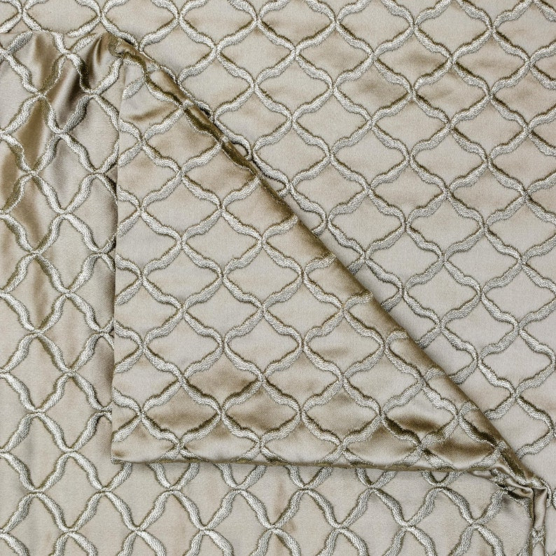 Gold Zari Satin Zari Embroidery Fabric by the Metre, Beige Satin Fabric