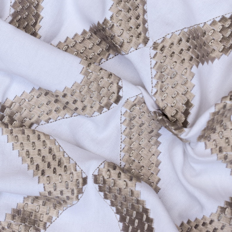 Pearl Beige Cotton Embroidery Fabric by the Metre, Beige Cotton Fabric