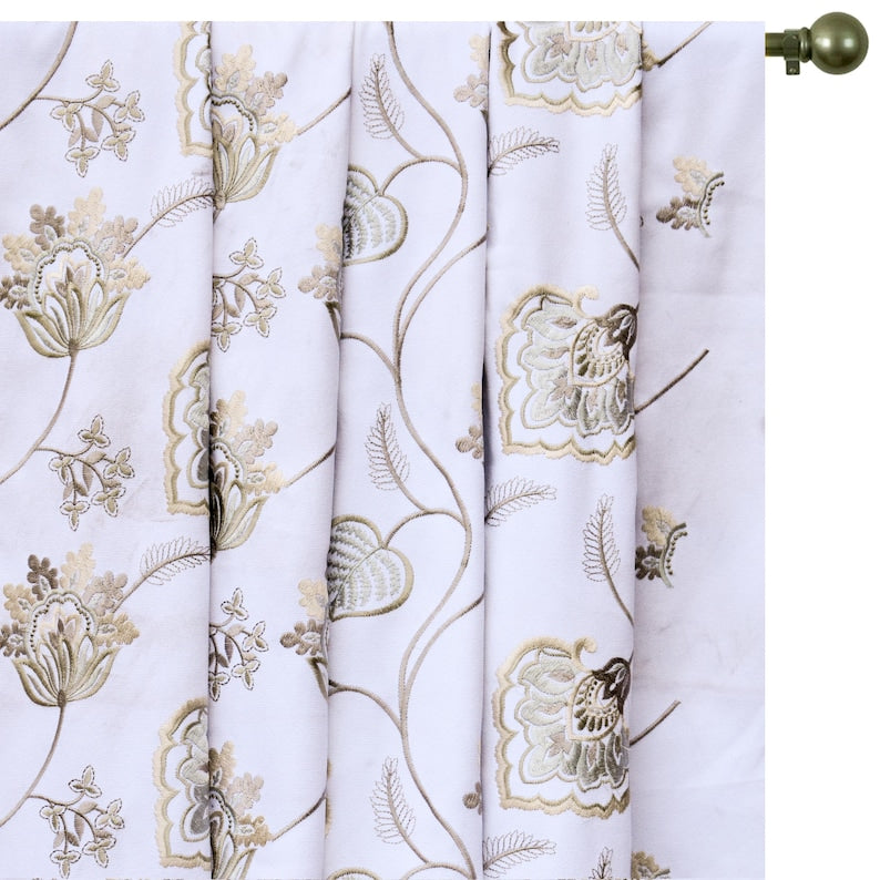Pearl Beige Cotton Embroidery Fabric by the Metre, Beige Cotton Fabric