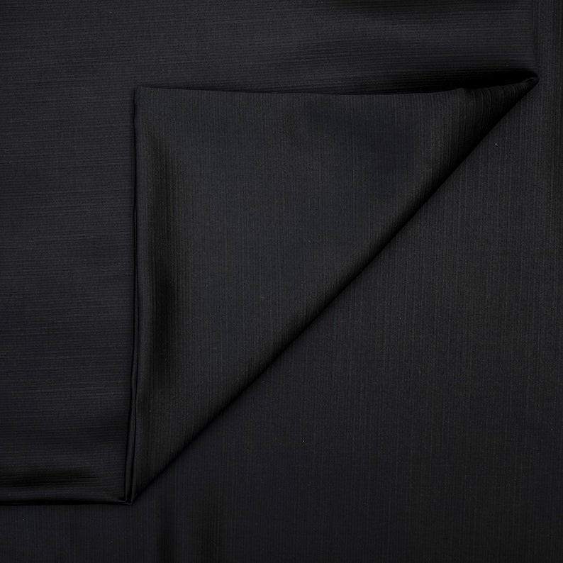 Black Heavy Satin Fabric by the Metre, Black Satin Fabric