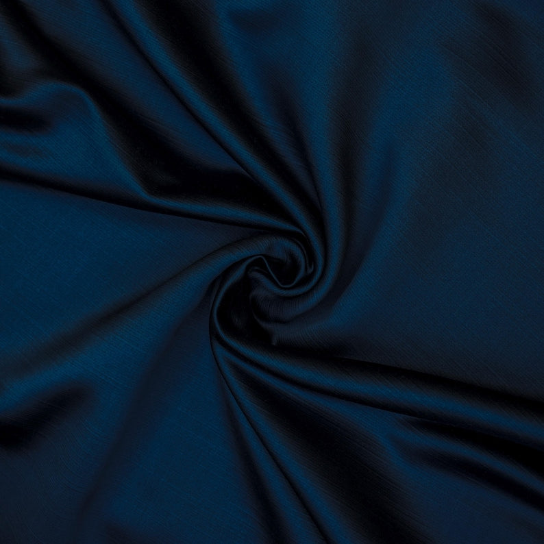Navy Blue Heavy Satin Fabric by the Metre