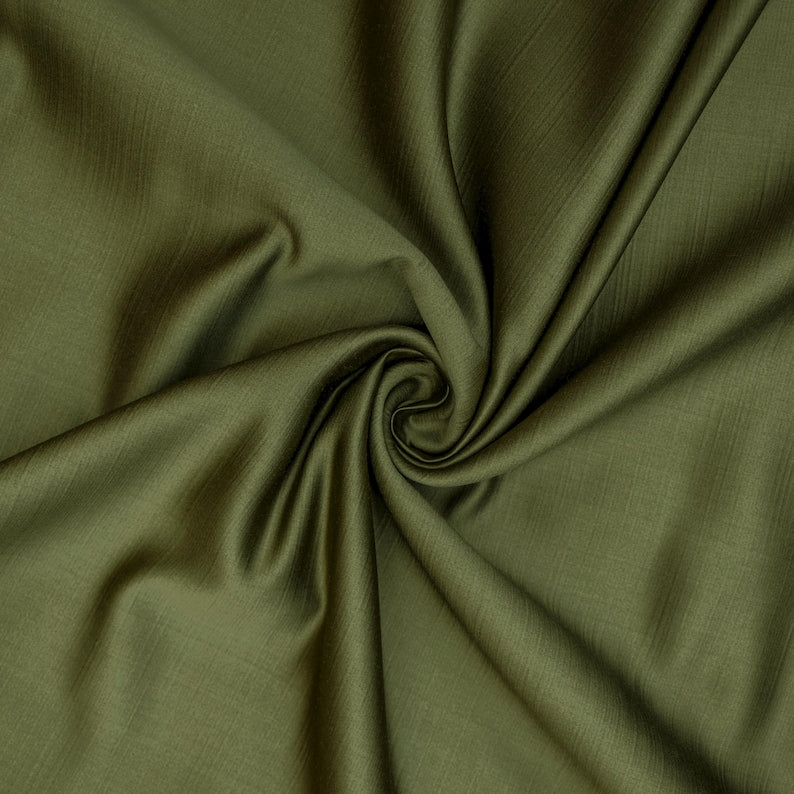 Light Olive Green Heavy Satin Fabric by the Metre