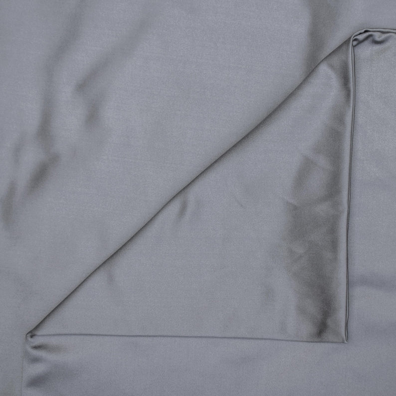 Silver Gray Heavy Satin Fabric by the Metre, Silver Satin Fabric