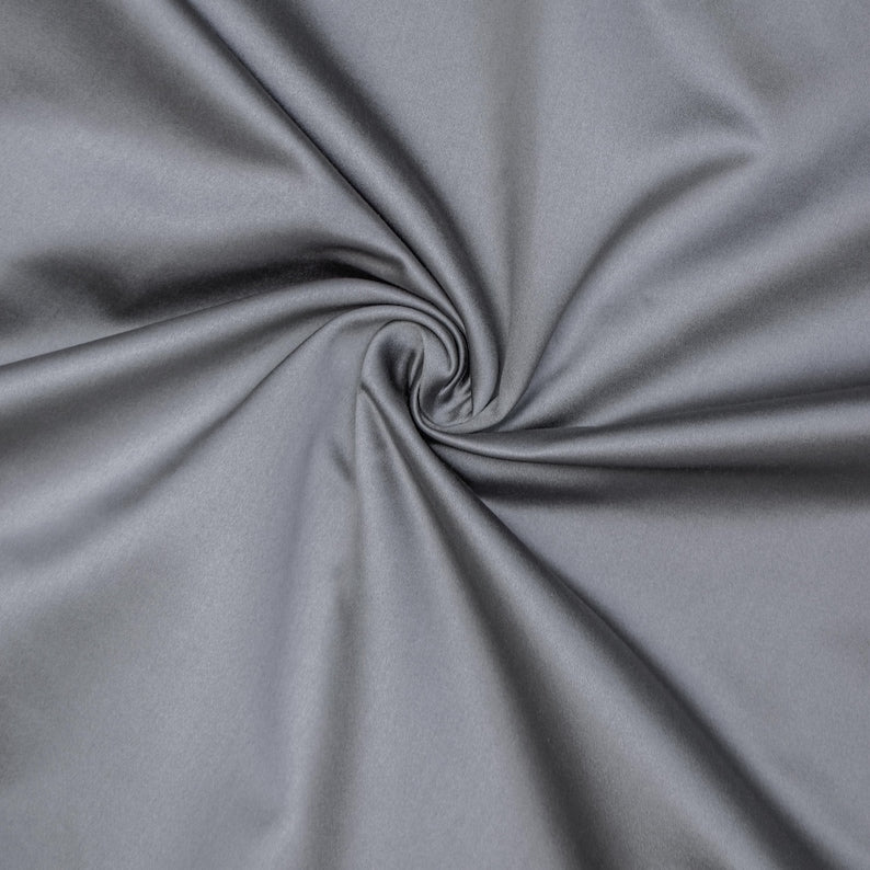 Silver Gray Heavy Satin Fabric by the Metre