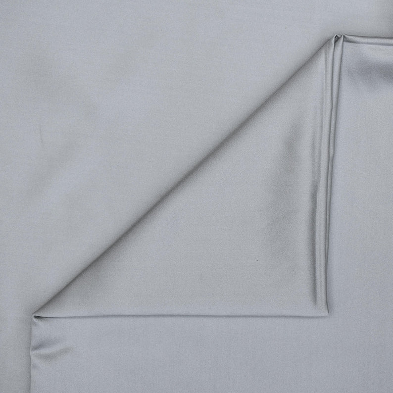 Light Silver Heavy Satin Fabric by the Metre, Silver Satin Fabric