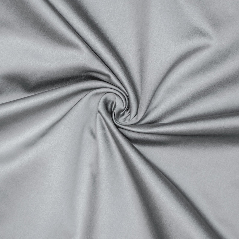 Light Silver Heavy Satin Fabric by the Metre
