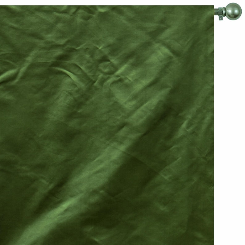 Olive Green Heavy Satin Fabric by the Metre, Green Satin Fabric