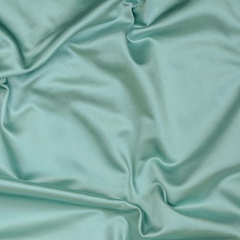 Ice Green Heavy Satin Fabric by the Metre, Green Satin Fabric