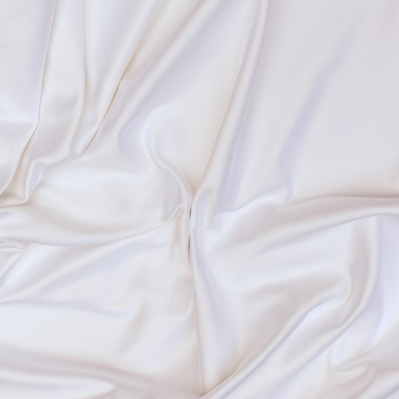 Off White Heavy Satin Fabric by the Metre, White Satin Fabric