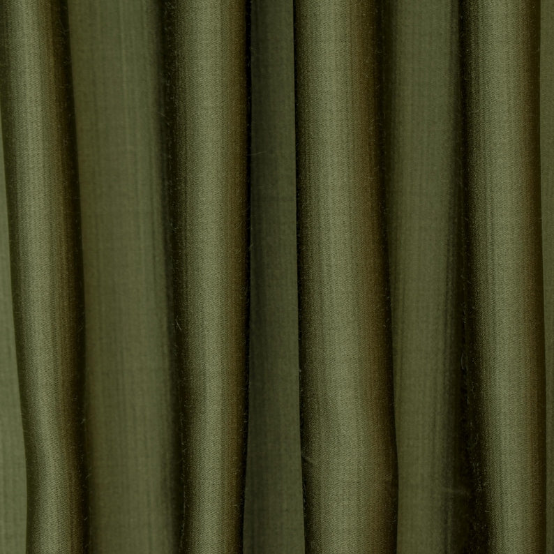 Light Olive Green Heavy Satin Fabric by the Metre, Green Satin Fabric
