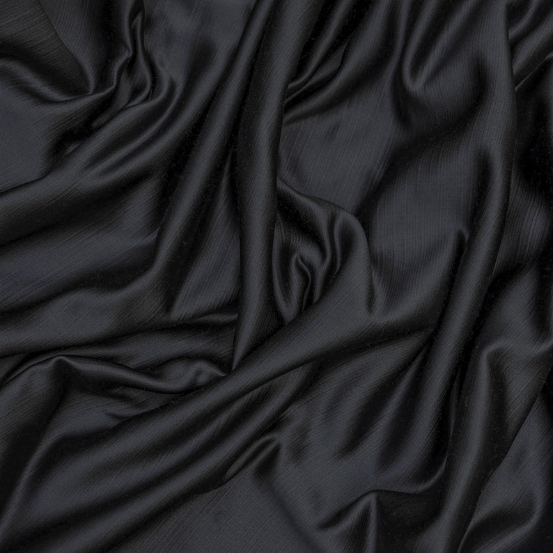Charcoal Gray Heavy Satin Fabric by the Metre, Gray Satin Fabric
