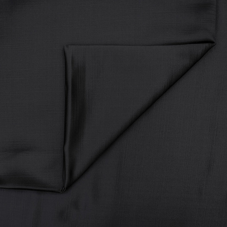 Charcoal Gray Heavy Satin Fabric by the Metre, Gray Satin Fabric
