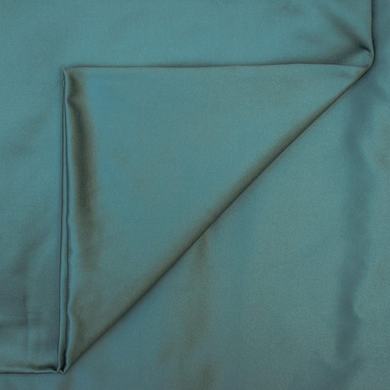 Teal Blue Heavy Satin Fabric by the Metre, Blue Satin Fabric