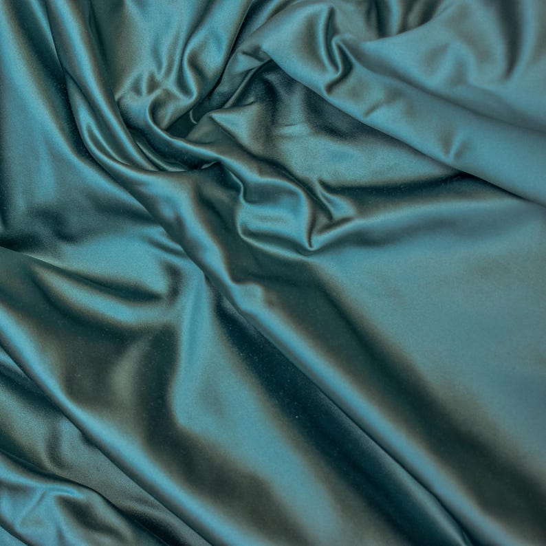 Teal Blue Heavy Satin Fabric by the Metre, Blue Satin Fabric