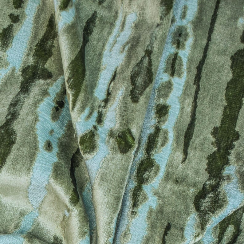 Green Jacquard Velvet Fabric by the Metre, Green Velvet Fabric