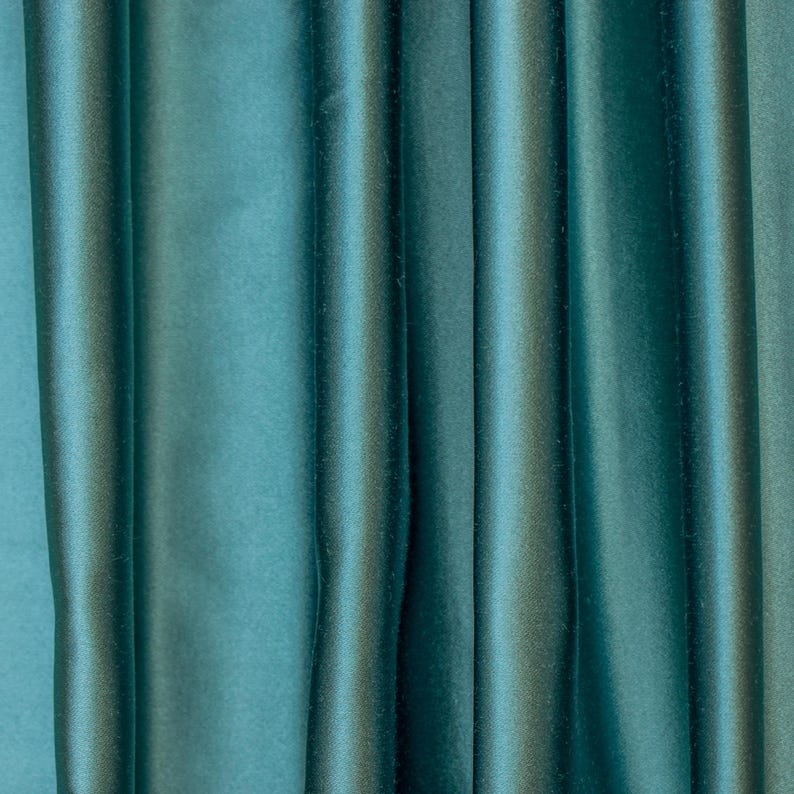 Teal Blue Heavy Satin Fabric by the Metre, Blue Satin Fabric