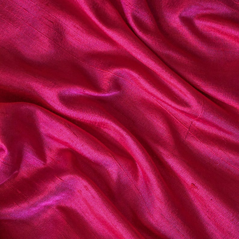 Cerise Pink Silk Dupioni Fabric by the Metre, Pink Silk Fabric