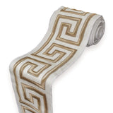 Champagne Gold Greek Key Geometric Border Trim by the Metre, Geometric Curtain Tape, 4.5 Inches (114 mm)
