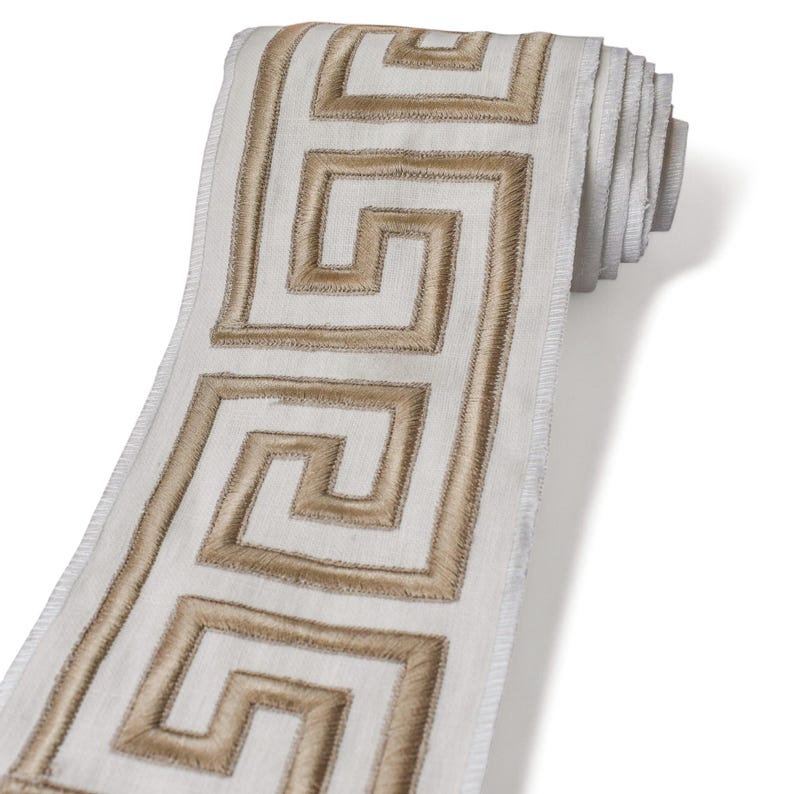 Champagne Gold Greek Key Geometric Border Trim
