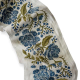 Blue Meadow Vine Floral Embroidered Border by the Metre, Botanical Embroidery Trim for Curtains, 5.50 Inches (139 mm)