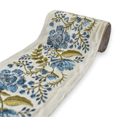 Blue Meadow Vine Floral Embroidered Border