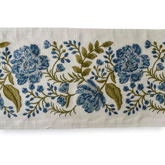 Blue Meadow Vine Floral Embroidered Border by the Metre, Botanical Embroidery Trim for Curtains, 5.50 Inches (139 mm)