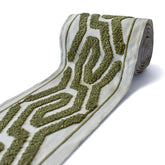 Olive Labyrinth Loop Embroidered Trim with Textured Embroidery
