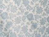 Teal Blue Flowers Linen Fabric By The Metre