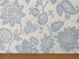 Teal Blue Flowers Linen Fabric By The Metre