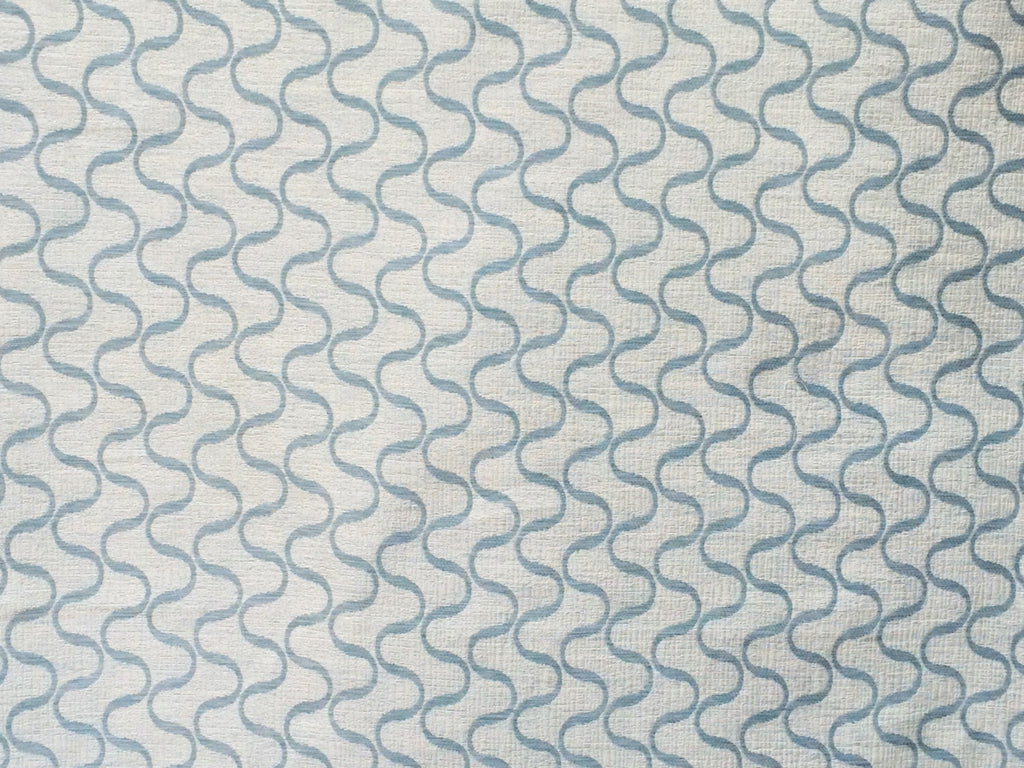 Teal Blue Waves Linen Fabric By The Metre