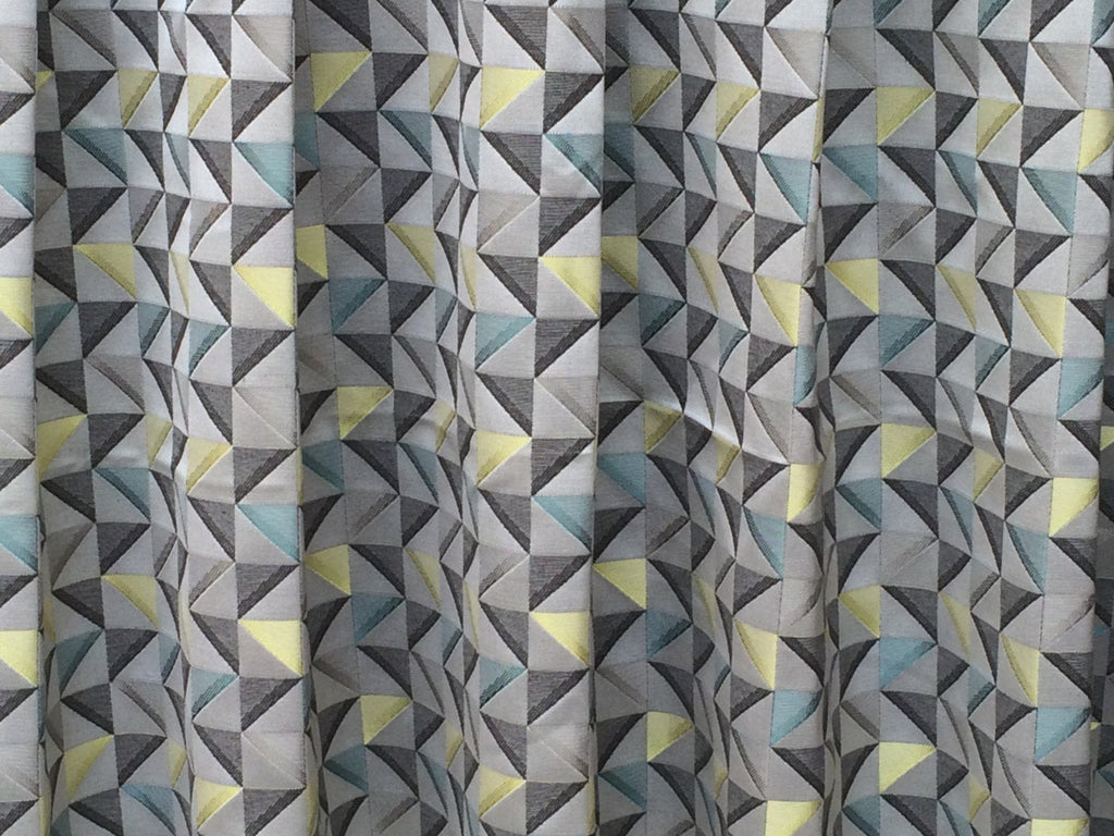 Grey And Yellow Triangle Cotton Fabric By The Metre