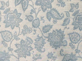 Teal Blue Flowers Linen Fabric By The Metre