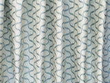 Teal Blue Waves Linen Fabric By The Metre