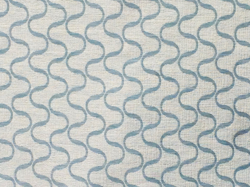 Teal Blue Waves Linen Fabric By The Metre
