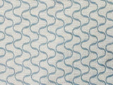 Teal Blue Waves Linen Fabric By The Metre