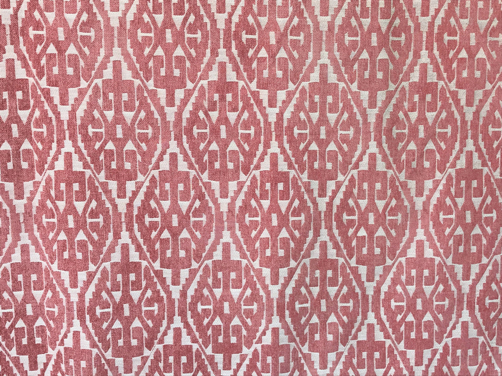 Moroccan Red And White Cototn Linen Fabric By The Metre