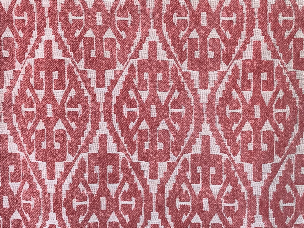 Moroccan Red And White Cototn Linen Fabric By The Metre