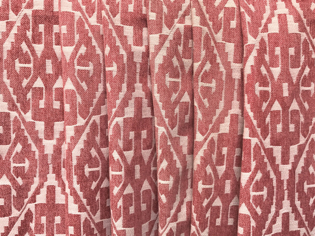 Moroccan Red And White Cototn Linen Fabric By The Metre