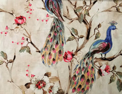 I Love Peacocks 100% Cotton Spun Pink, Purple Curtain Panels