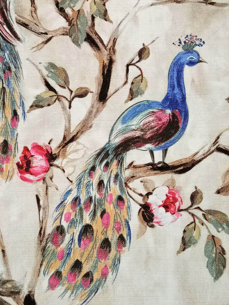 I Love Peacocks 100% Cotton Spun Pink, Purple Curtain Panels