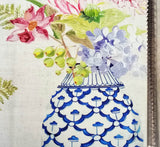 Cobalt Blue Flower Vase Cotton Fabric By The Metre