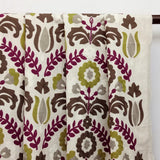 Chartreuse N Magenta Flowers Cotton Linen Curtain Panels
