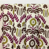 Chartreuse And Magenta Flowers Cototn Linen Fabric By The Metre