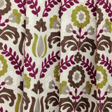 Chartreuse N Magenta Flowers Cotton Linen Curtain Panels